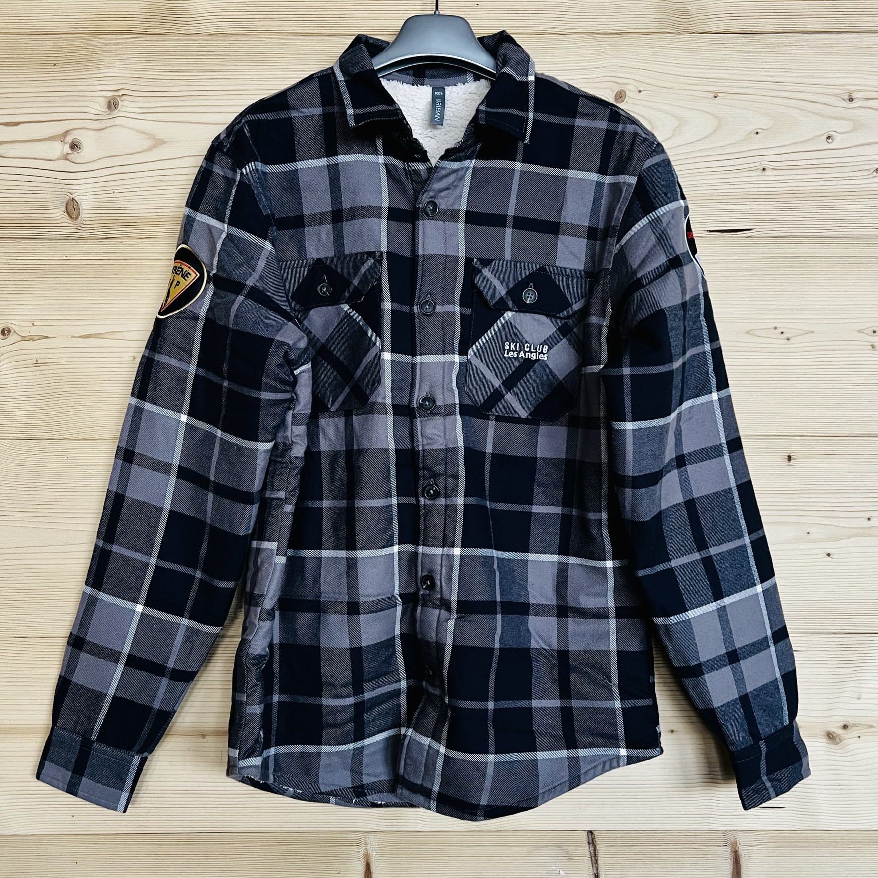 Chemise à carreaux rembourrée grise